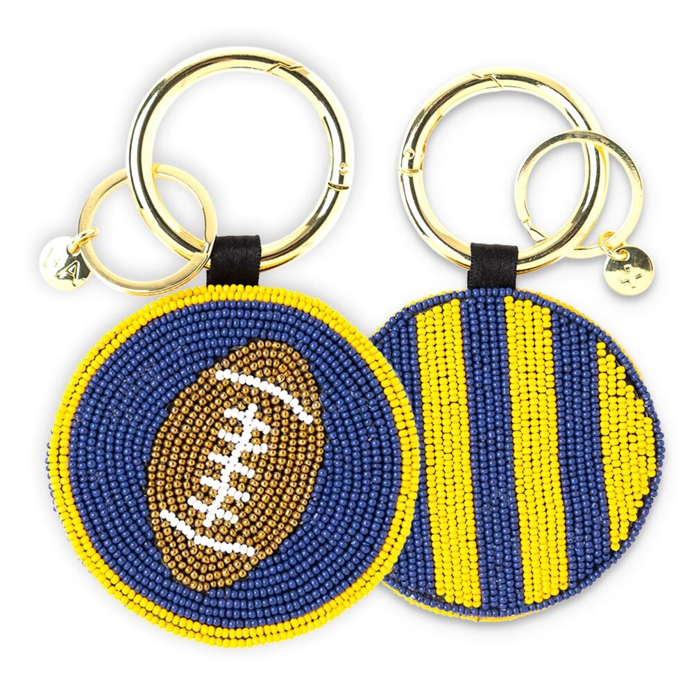 3188 Game Day Football Beaded Bag Charm – Handcrafted Keychain for Sports